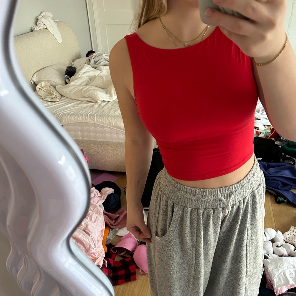 Bright Red Backless Top